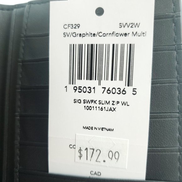 Coach Womens Graphite Snowflake Print Signature Canvas Bifold Slim Wallet - Picture 9 of 13